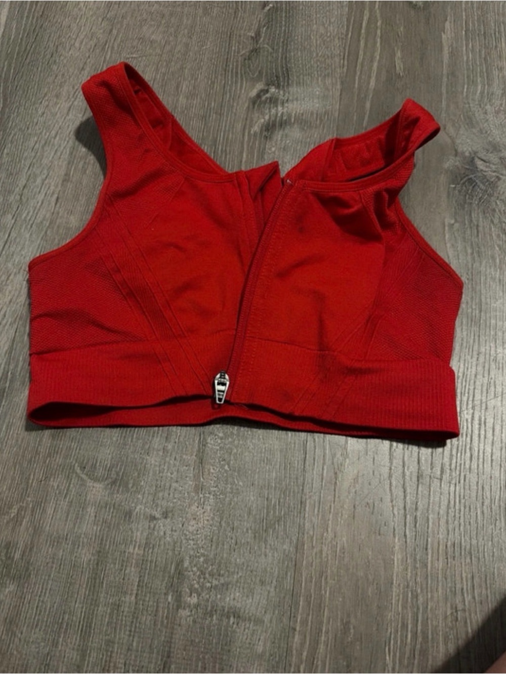 Avia Bright Red Front-Zip Crop Sports Bra